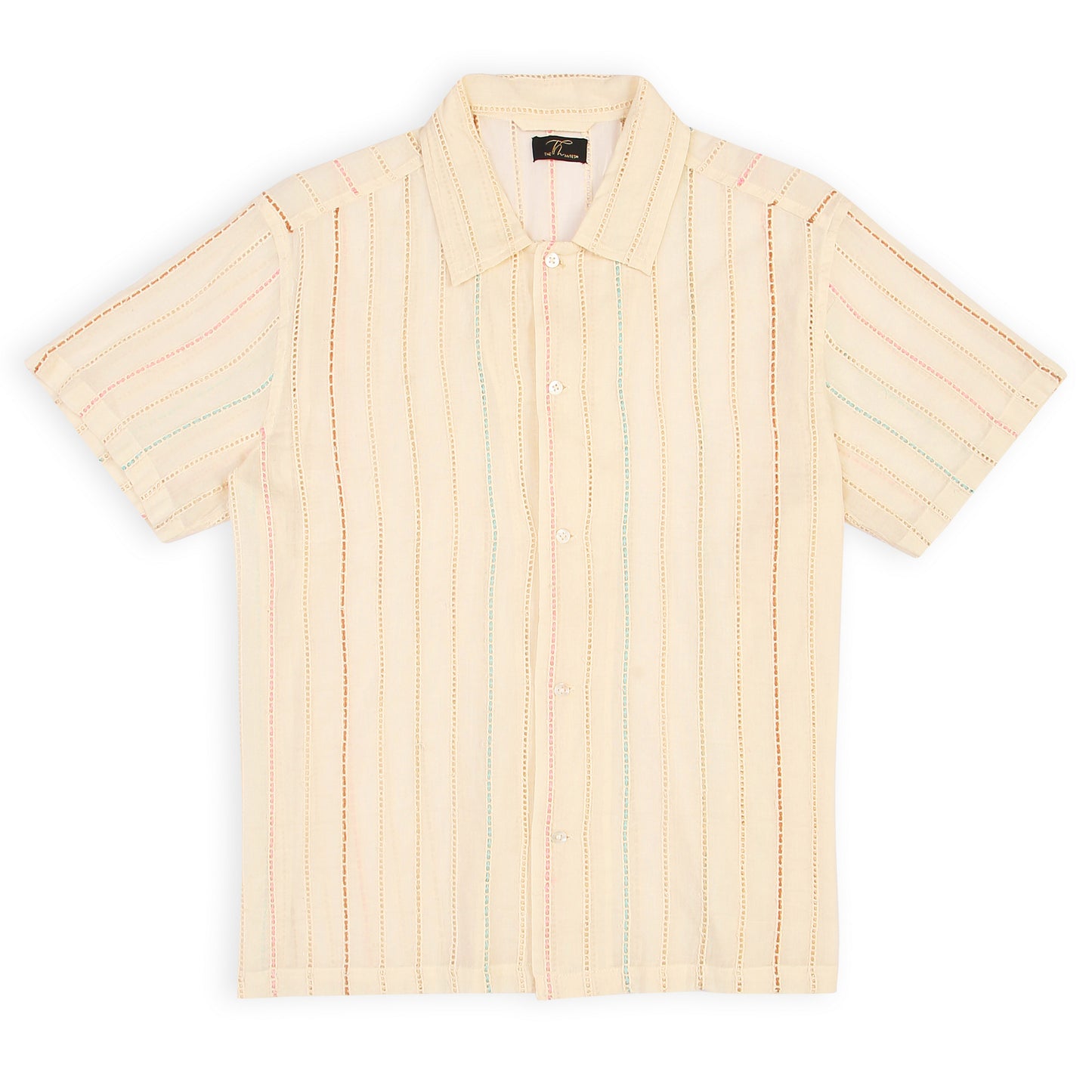 BEIGE WOOL THREAD COTTON SHIRT