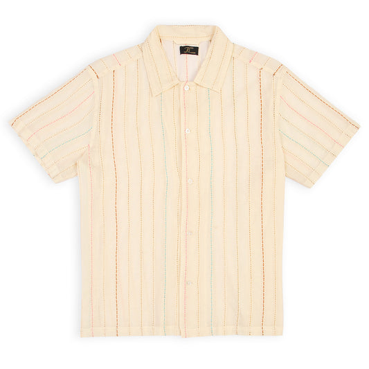 BEIGE WOOL THREAD COTTON SHIRT