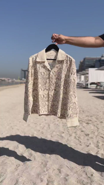 TEXTURED WEAVE EMBROIDERY SHIRT